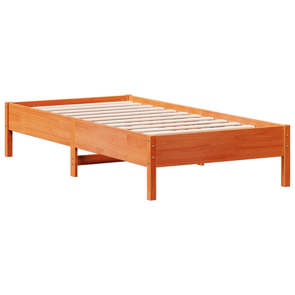sengeramme uden madras 90x190 cm massivt fyrretræ gyldenbrun