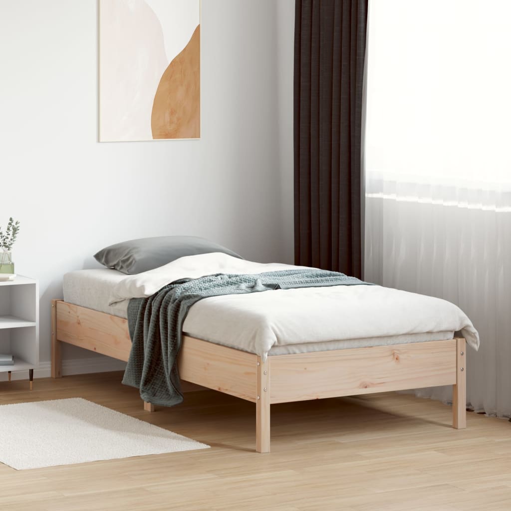 sengeramme uden madras 75x190 cm massivt fyrretræ