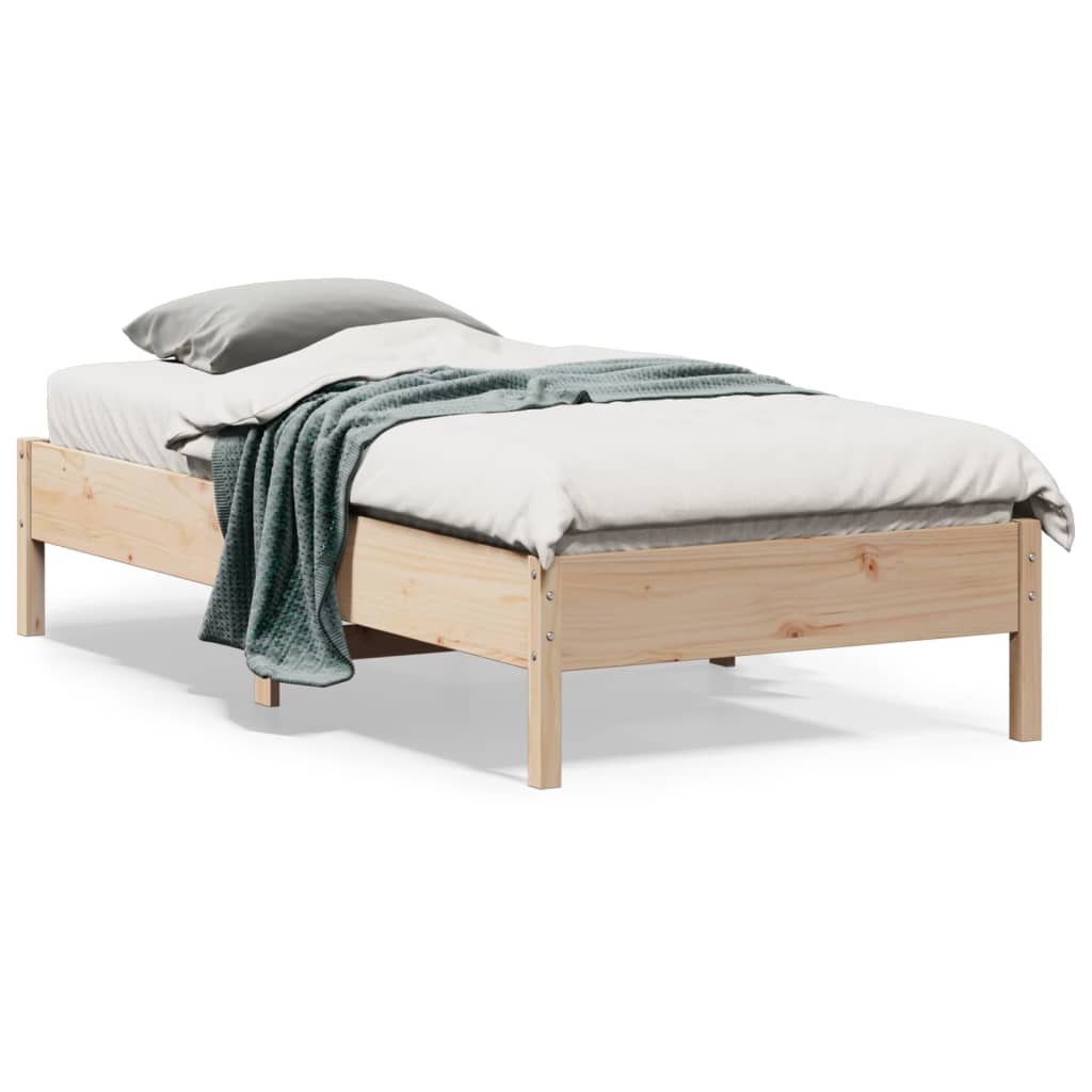 sengeramme uden madras 75x190 cm massivt fyrretræ