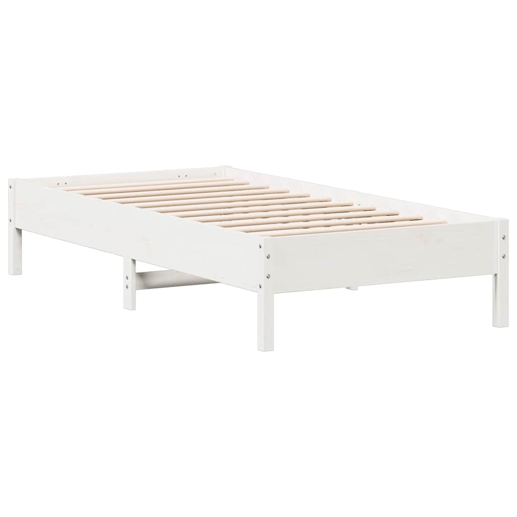 sengeramme uden madras 75x190 cm massivt fyrretræ hvid