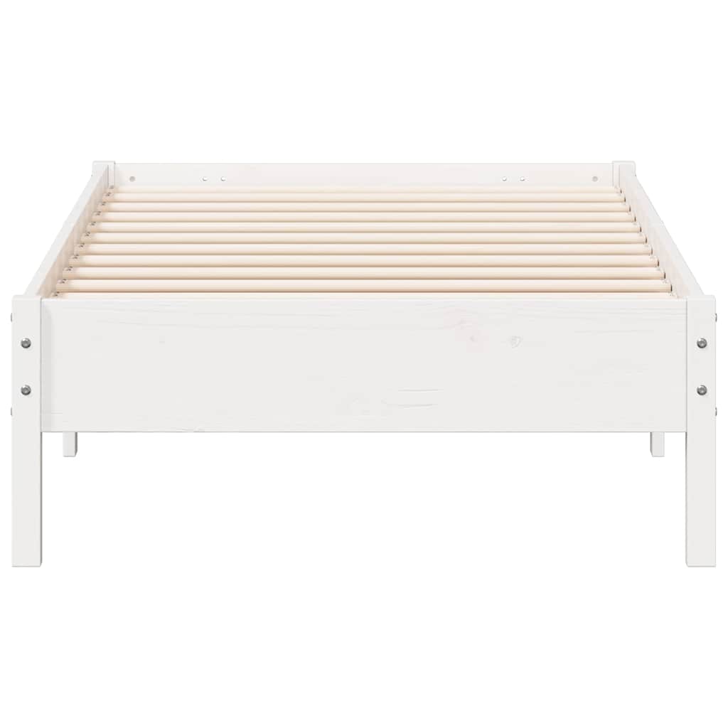 sengeramme uden madras 75x190 cm massivt fyrretræ hvid