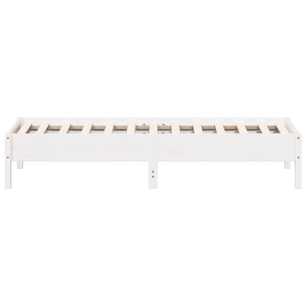 sengeramme uden madras 75x190 cm massivt fyrretræ hvid