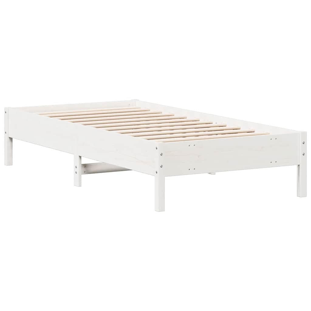 sengeramme uden madras 75x190 cm massivt fyrretræ hvid