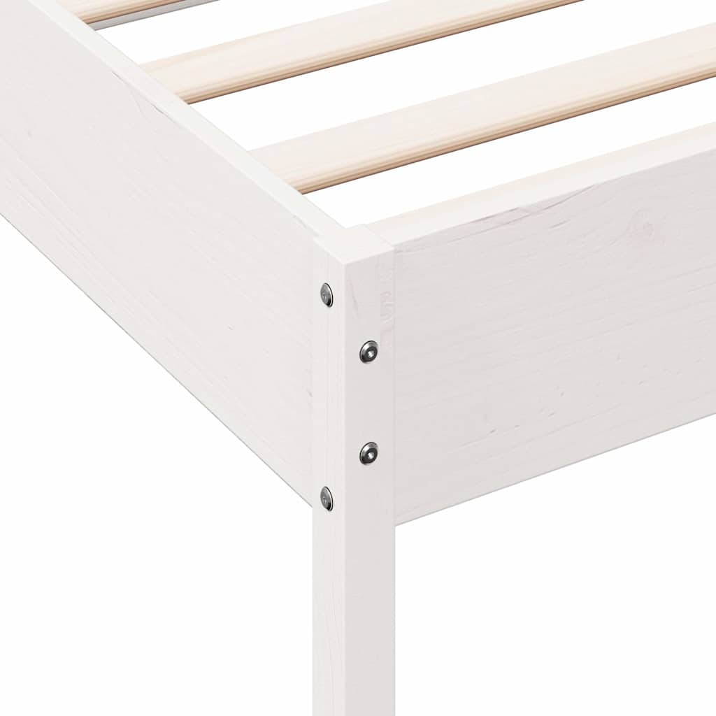 sengeramme uden madras 75x190 cm massivt fyrretræ hvid
