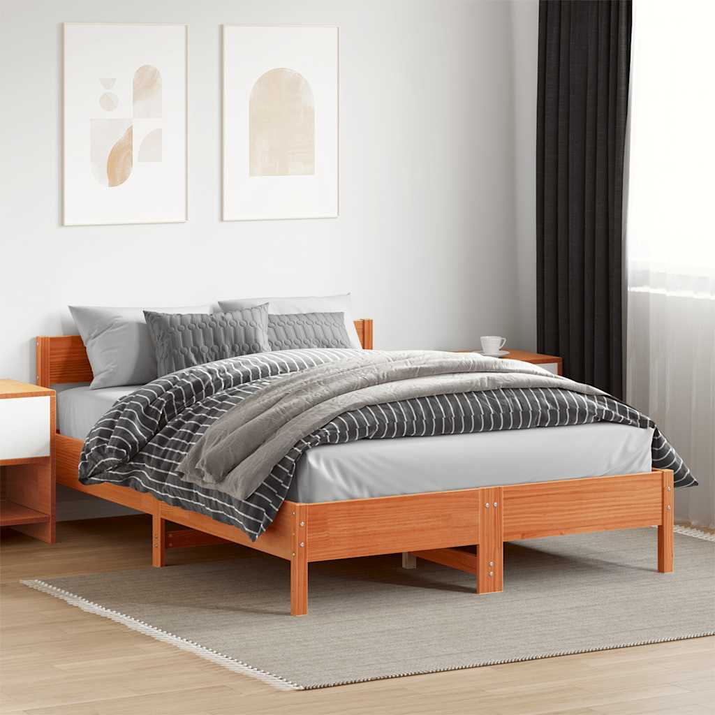 sengeramme uden madras 160x200 cm massivt fyrretræ gyldenbrun
