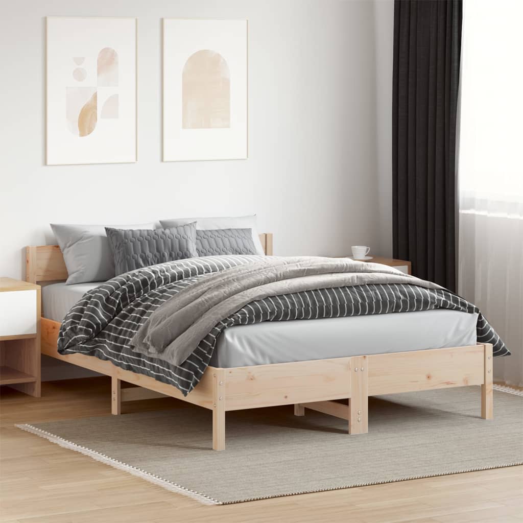 sengeramme uden madras 150x200 cm massivt fyrretræ
