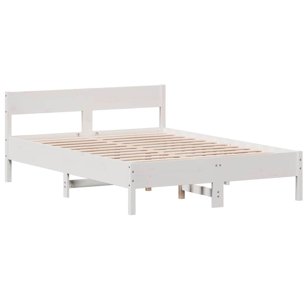 sengeramme uden madras 150x200 cm massivt fyrretræ hvid