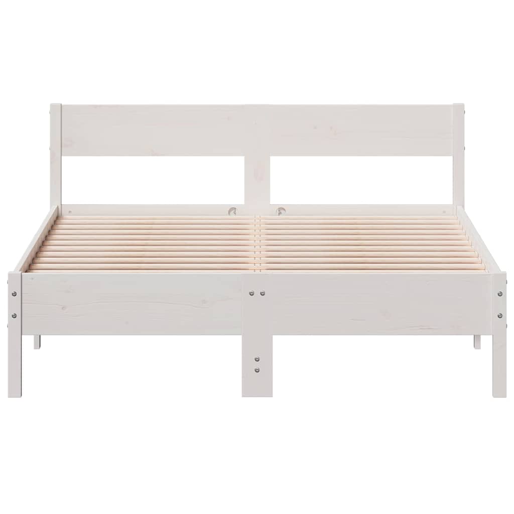 sengeramme uden madras 150x200 cm massivt fyrretræ hvid