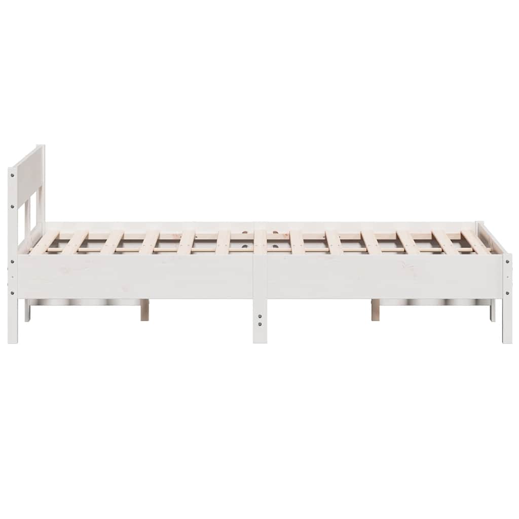 sengeramme uden madras 150x200 cm massivt fyrretræ hvid