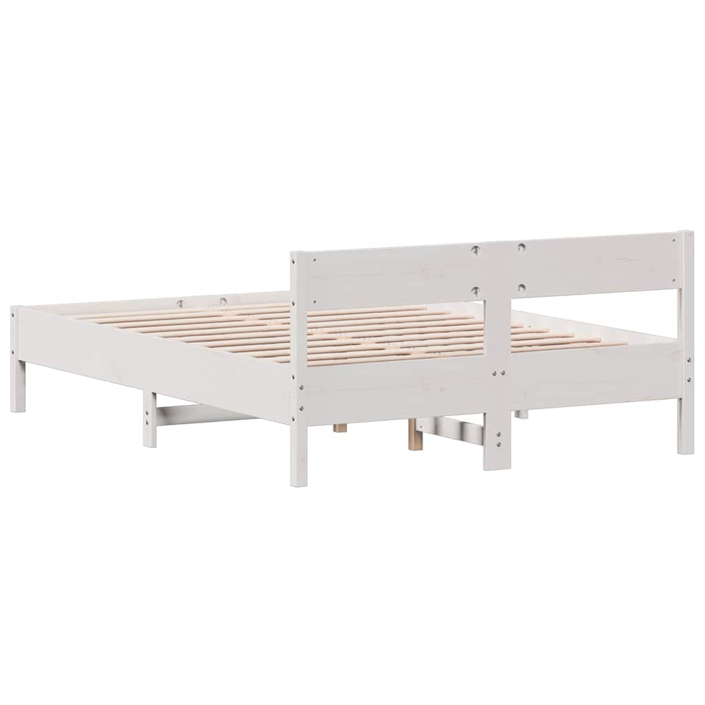 sengeramme uden madras 150x200 cm massivt fyrretræ hvid