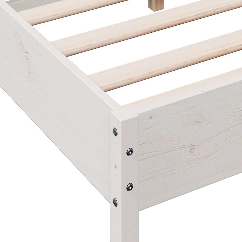sengeramme uden madras 150x200 cm massivt fyrretræ hvid
