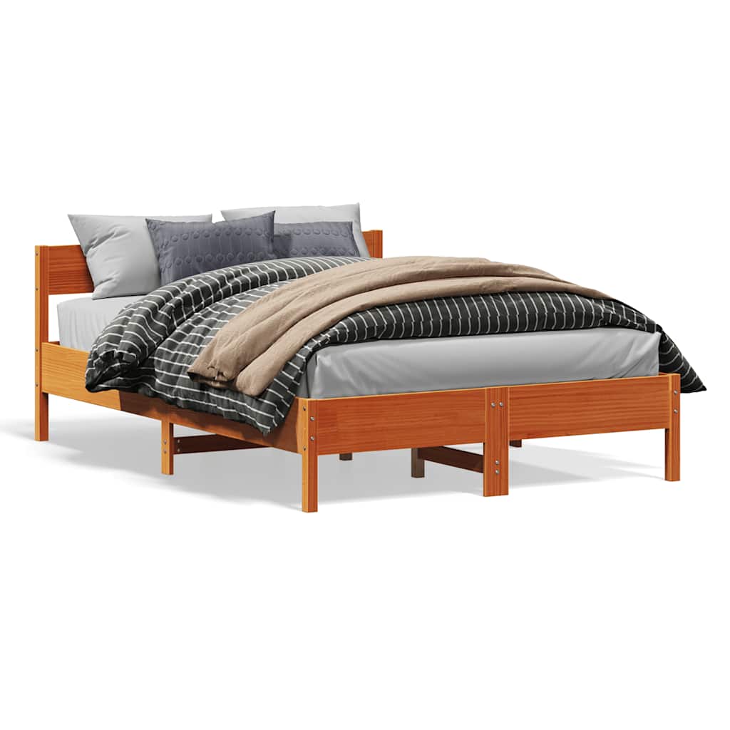 sengeramme uden madras 150x200 cm massivt fyrretræ gyldenbrun
