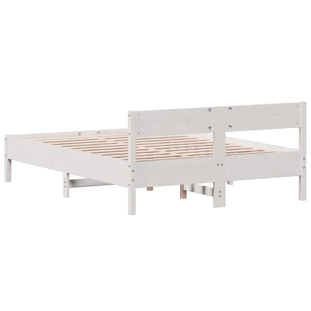 sengeramme uden madras 140x200 cm massivt fyrretræ hvid