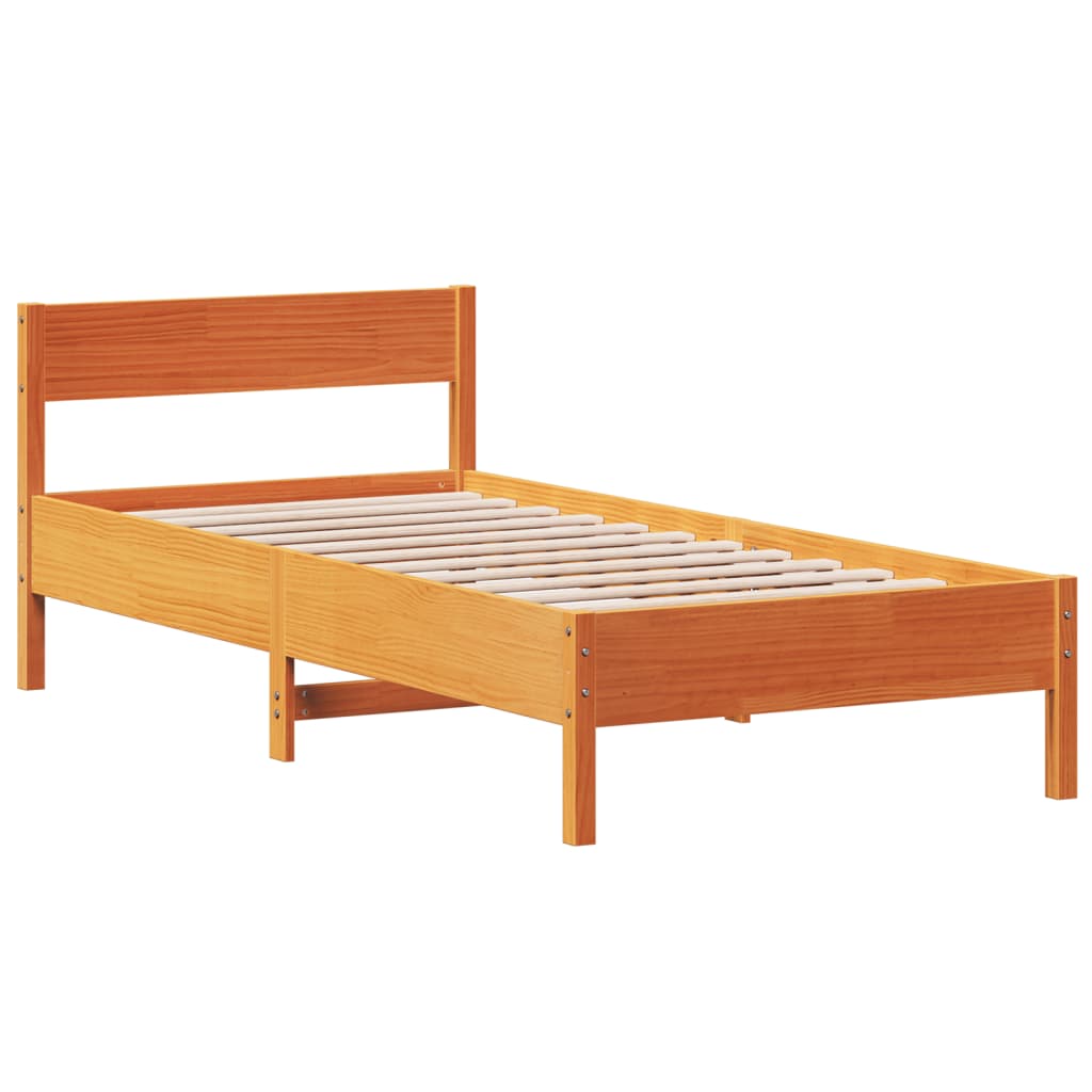 sengeramme uden madras 100x200 cm massivt fyrretræ gyldenbrun