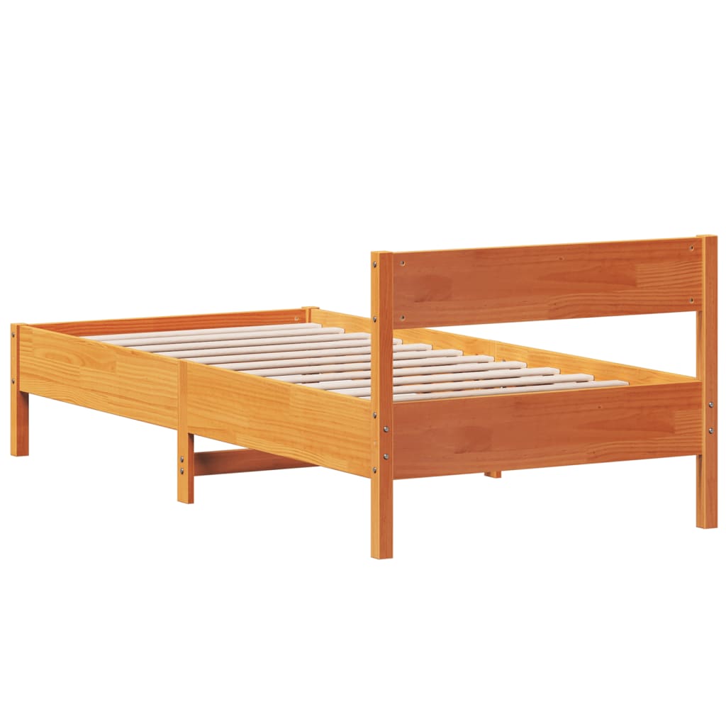 sengeramme uden madras 100x200 cm massivt fyrretræ gyldenbrun