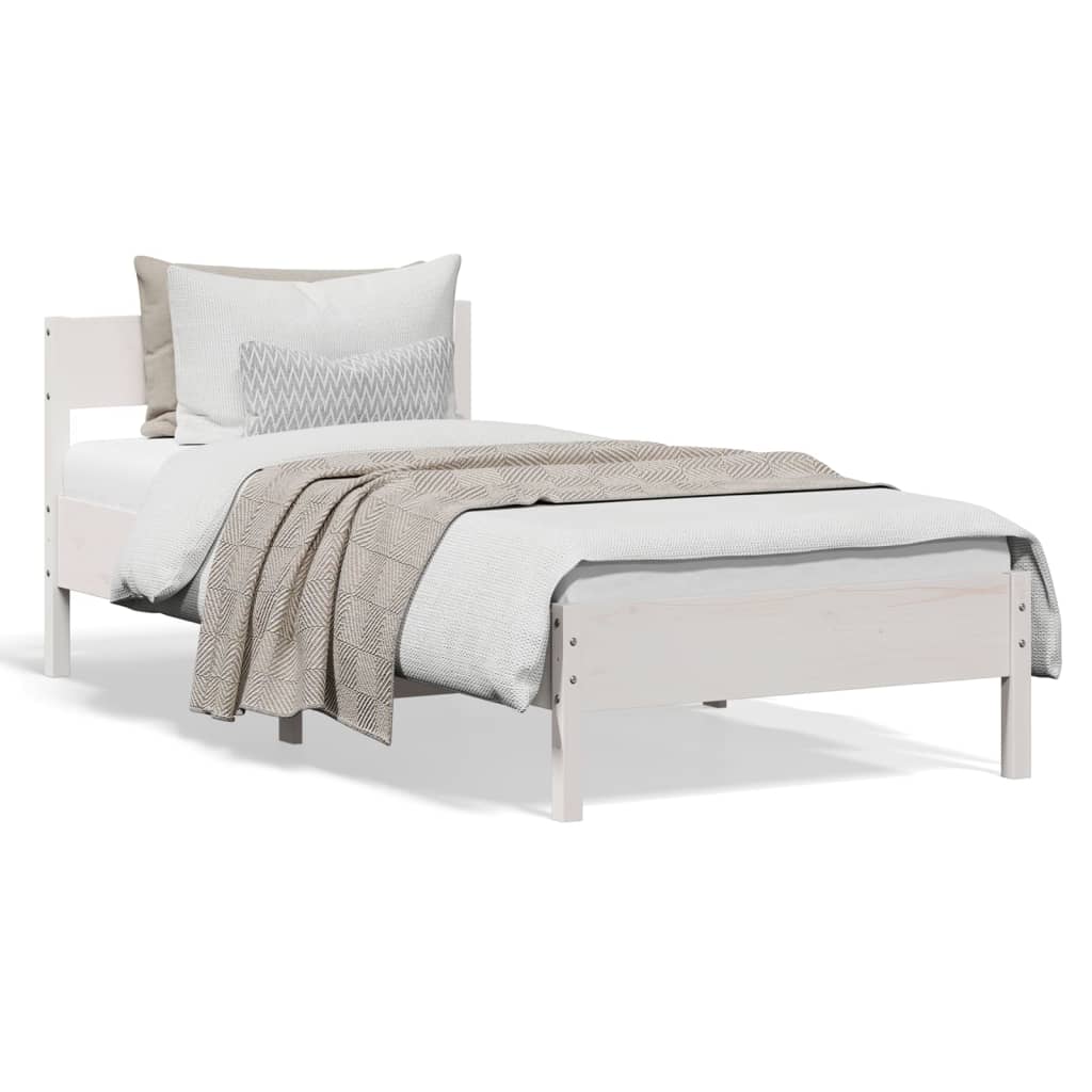 sengeramme uden madras 90x200 cm massivt fyrretræ hvid