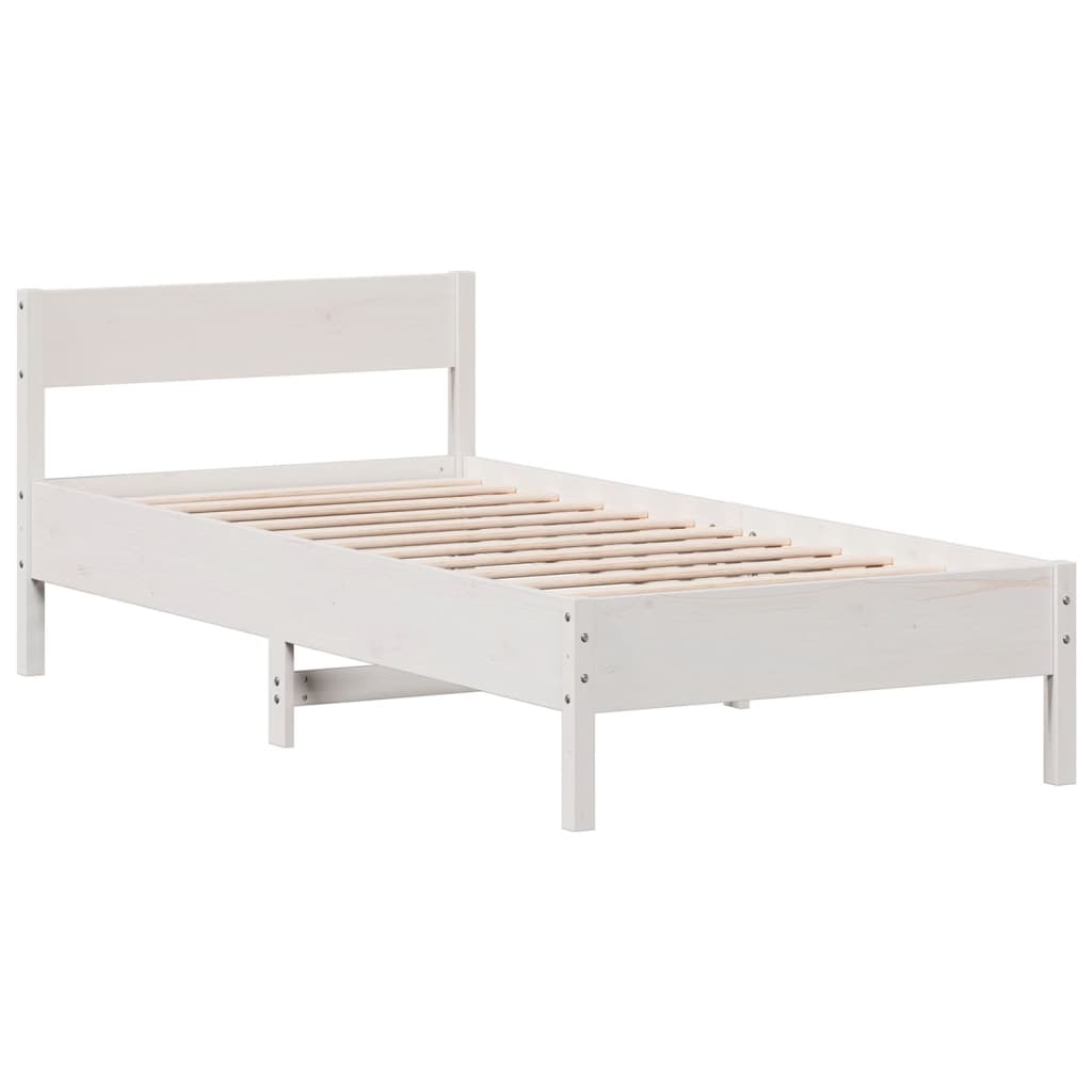 sengeramme uden madras 90x200 cm massivt fyrretræ hvid