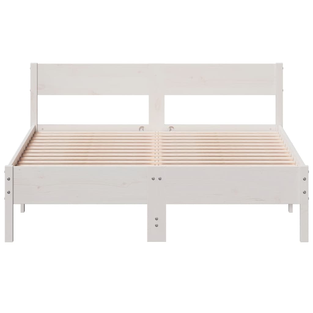 sengeramme uden madras 140x190 cm massivt fyrretræ hvid