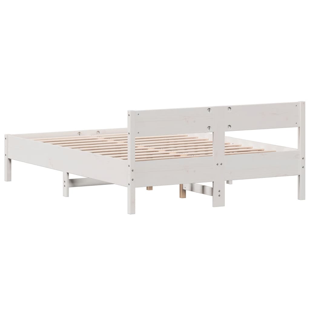 sengeramme uden madras 140x190 cm massivt fyrretræ hvid