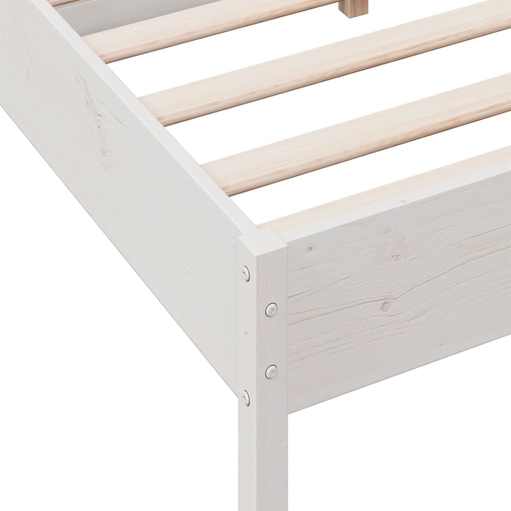 sengeramme uden madras 140x190 cm massivt fyrretræ hvid