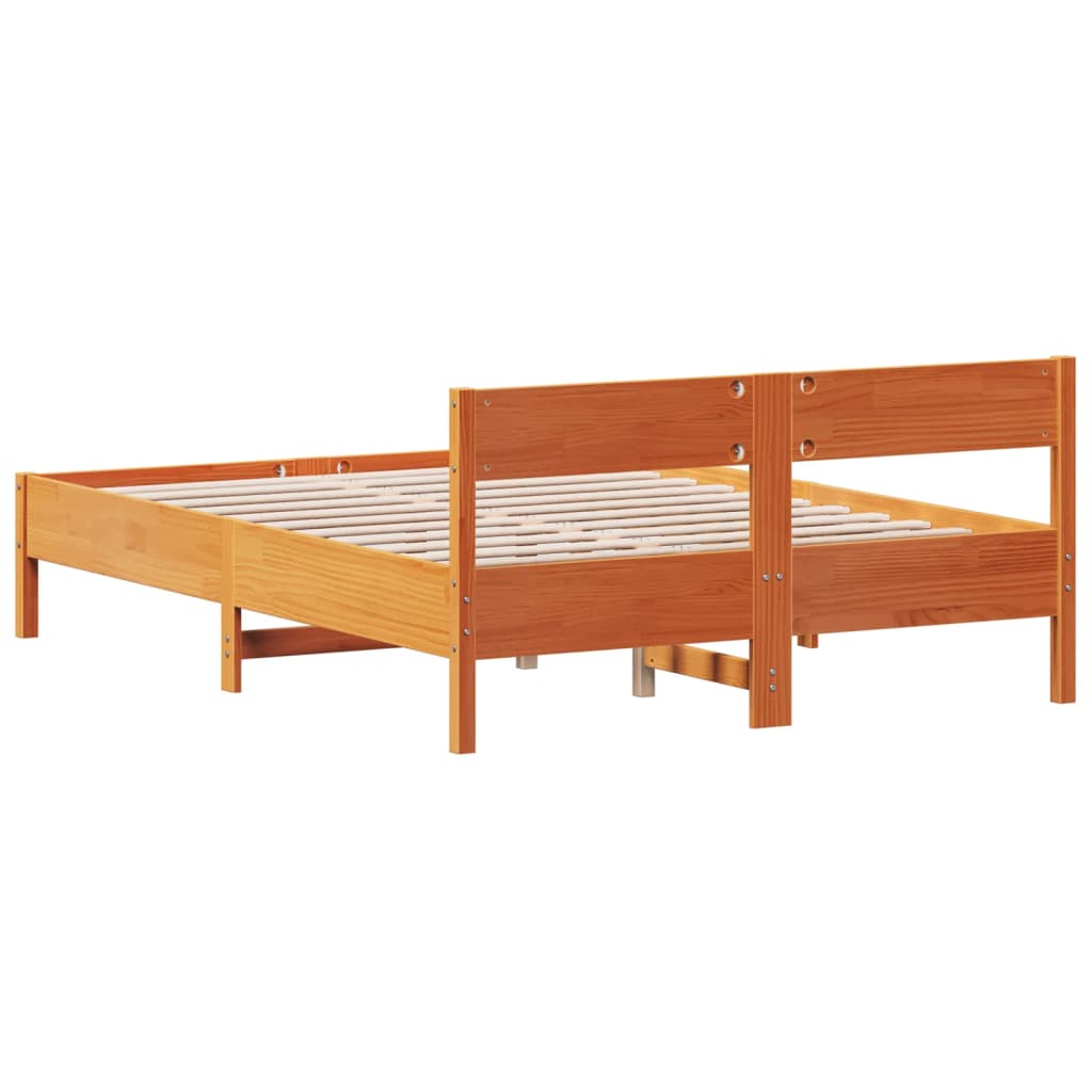 sengeramme uden madras 140x190 cm massivt fyrretræ gyldenbrun