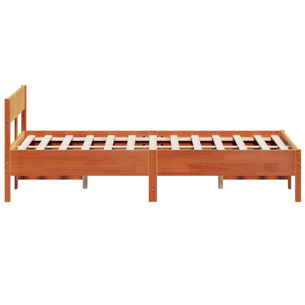 sengeramme uden madras 135x190 cm massivt fyrretræ brun