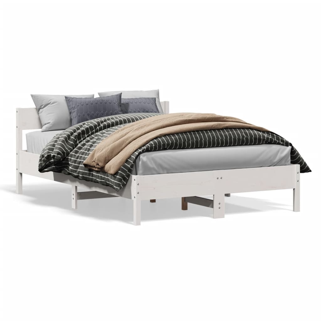 sengeramme uden madras 120x190 cm massivt fyrretræ hvid
