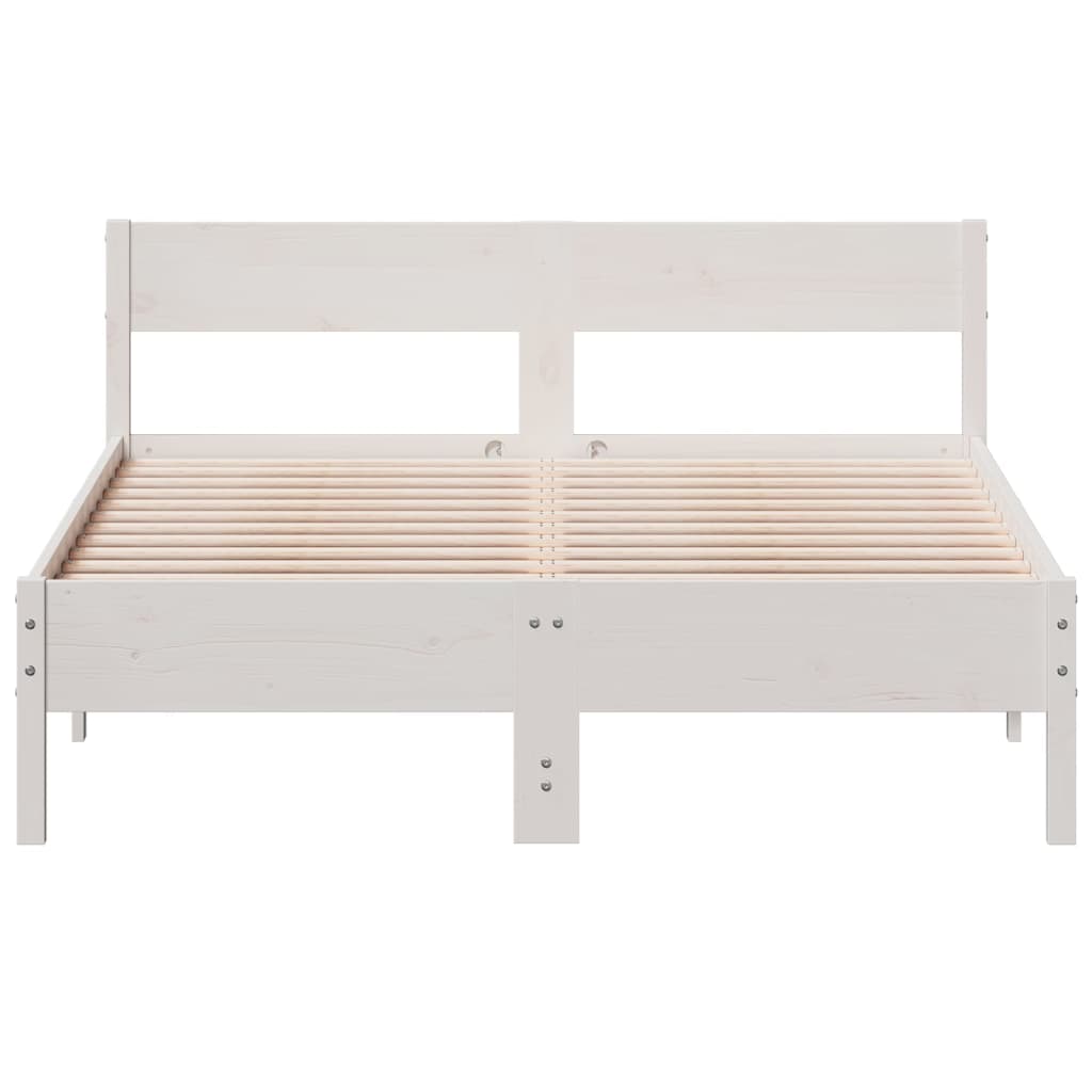 sengeramme uden madras 120x190 cm massivt fyrretræ hvid