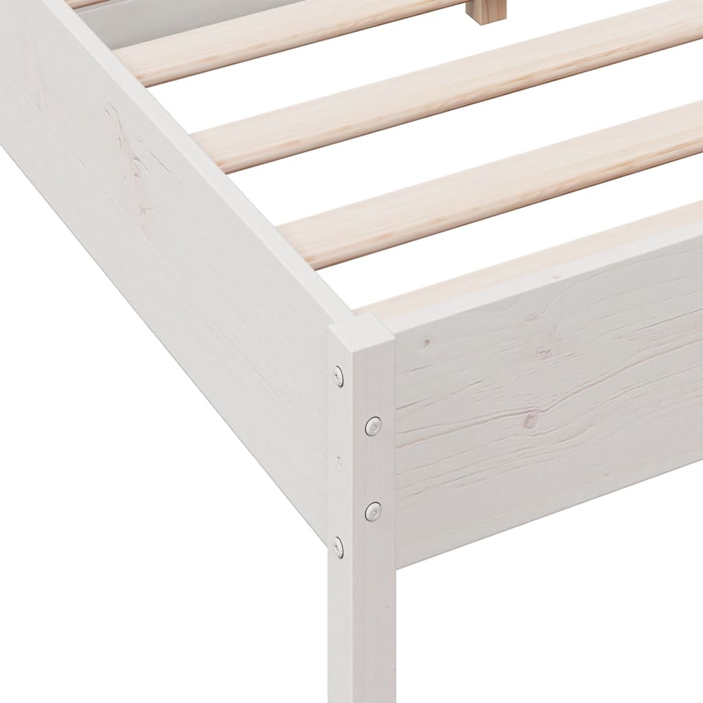sengeramme uden madras 120x190 cm massivt fyrretræ hvid