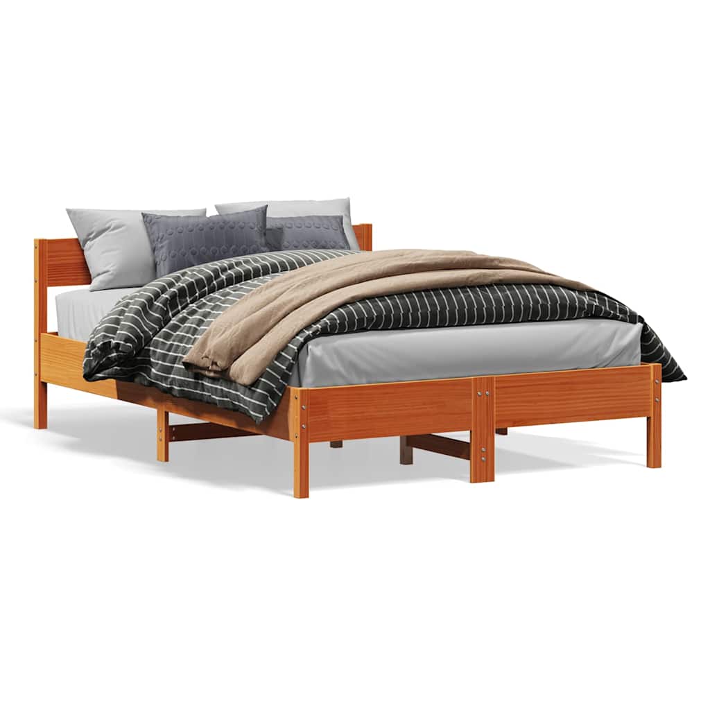 sengeramme uden madras 120x190 cm massivt fyrretræ gyldenbrun