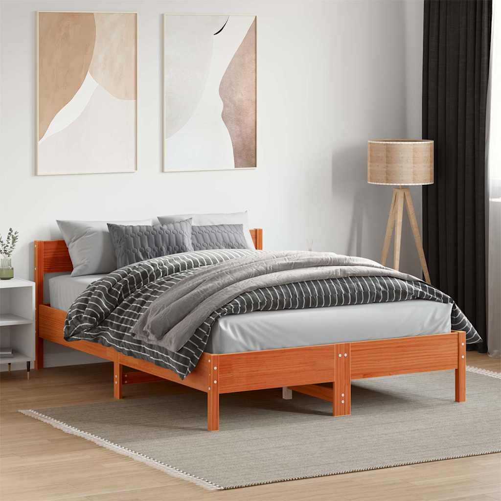 sengeramme uden madras 120x190 cm massivt fyrretræ gyldenbrun