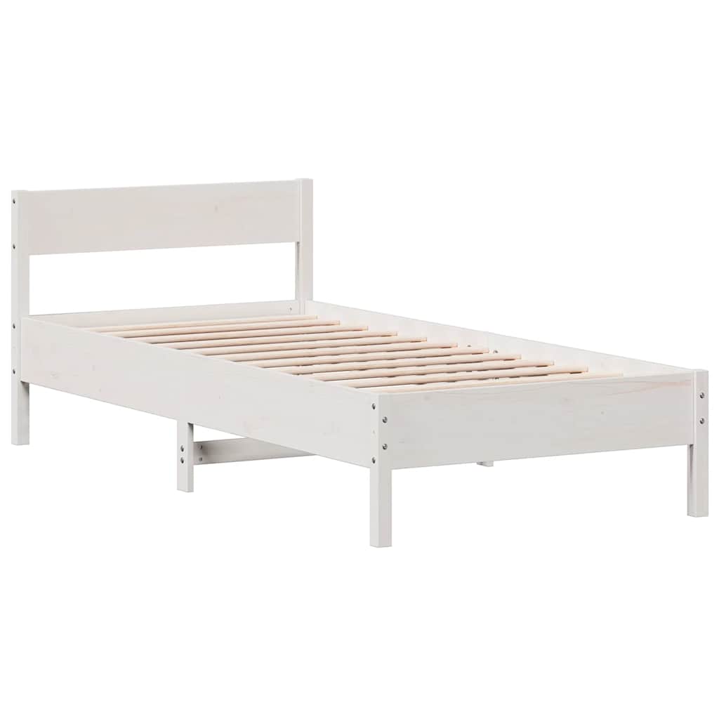 sengeramme uden madras 90x190 cm massivt fyrretræ hvid