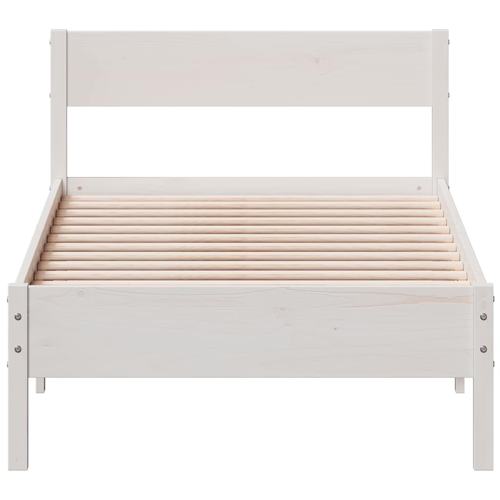 sengeramme uden madras 90x190 cm massivt fyrretræ hvid