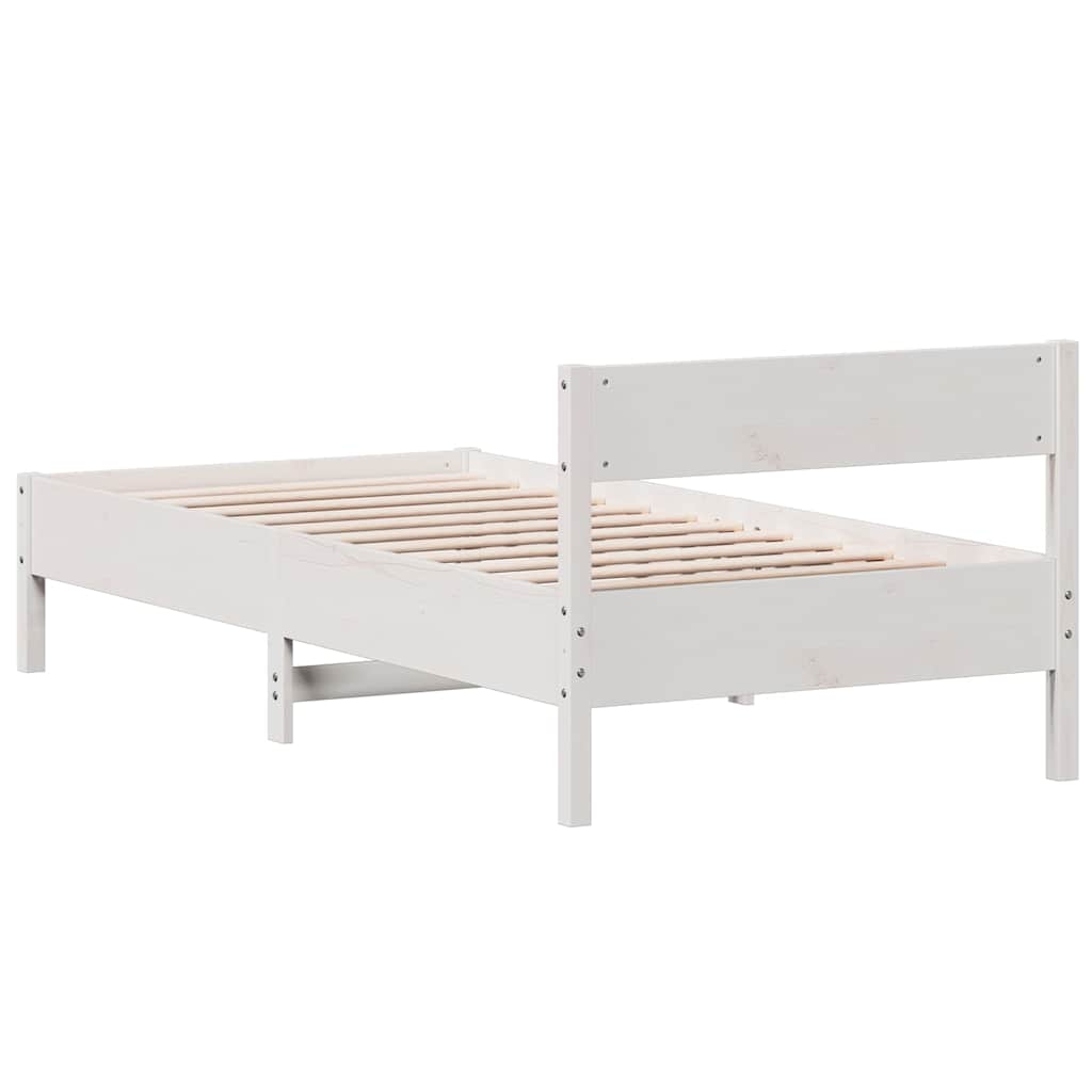 sengeramme uden madras 90x190 cm massivt fyrretræ hvid