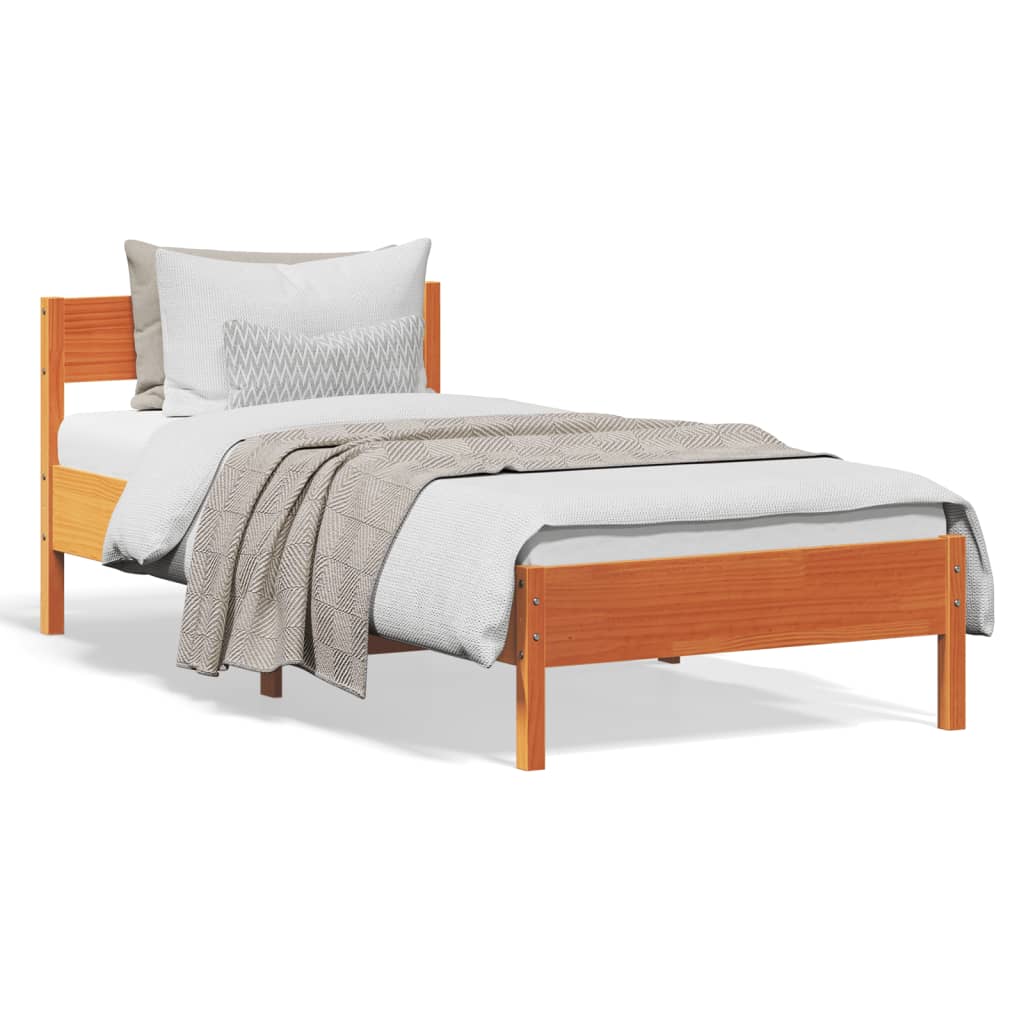 sengeramme uden madras 90x190 cm massivt fyrretræ gyldenbrun