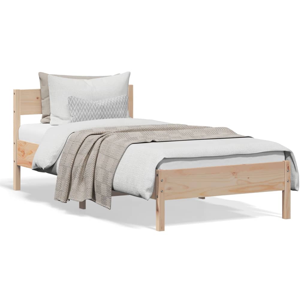 sengeramme uden madras 75x190 cm massivt fyrretræ