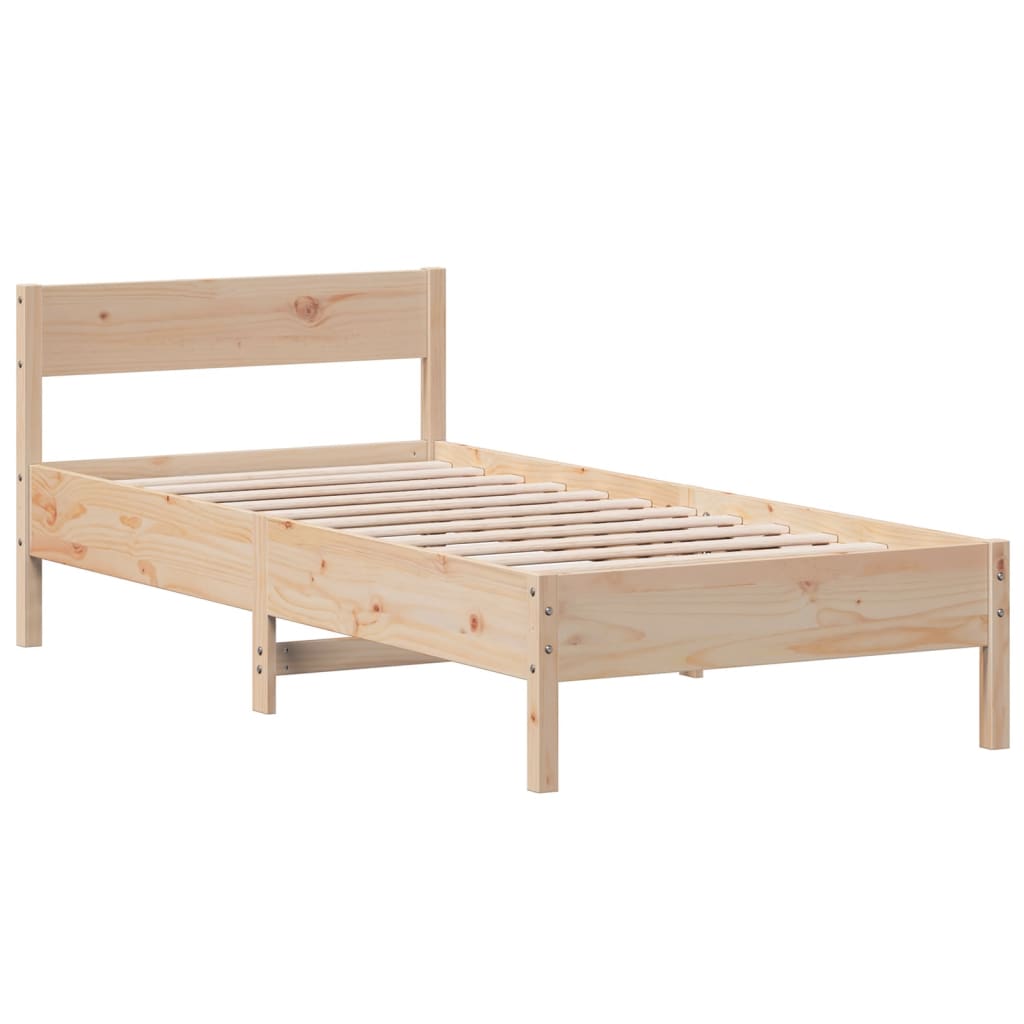 sengeramme uden madras 75x190 cm massivt fyrretræ