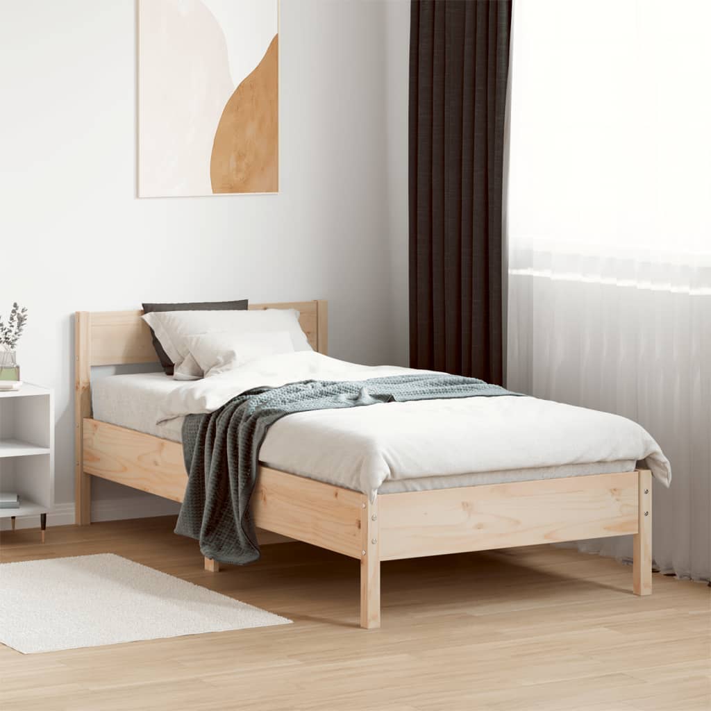 sengeramme uden madras 75x190 cm massivt fyrretræ