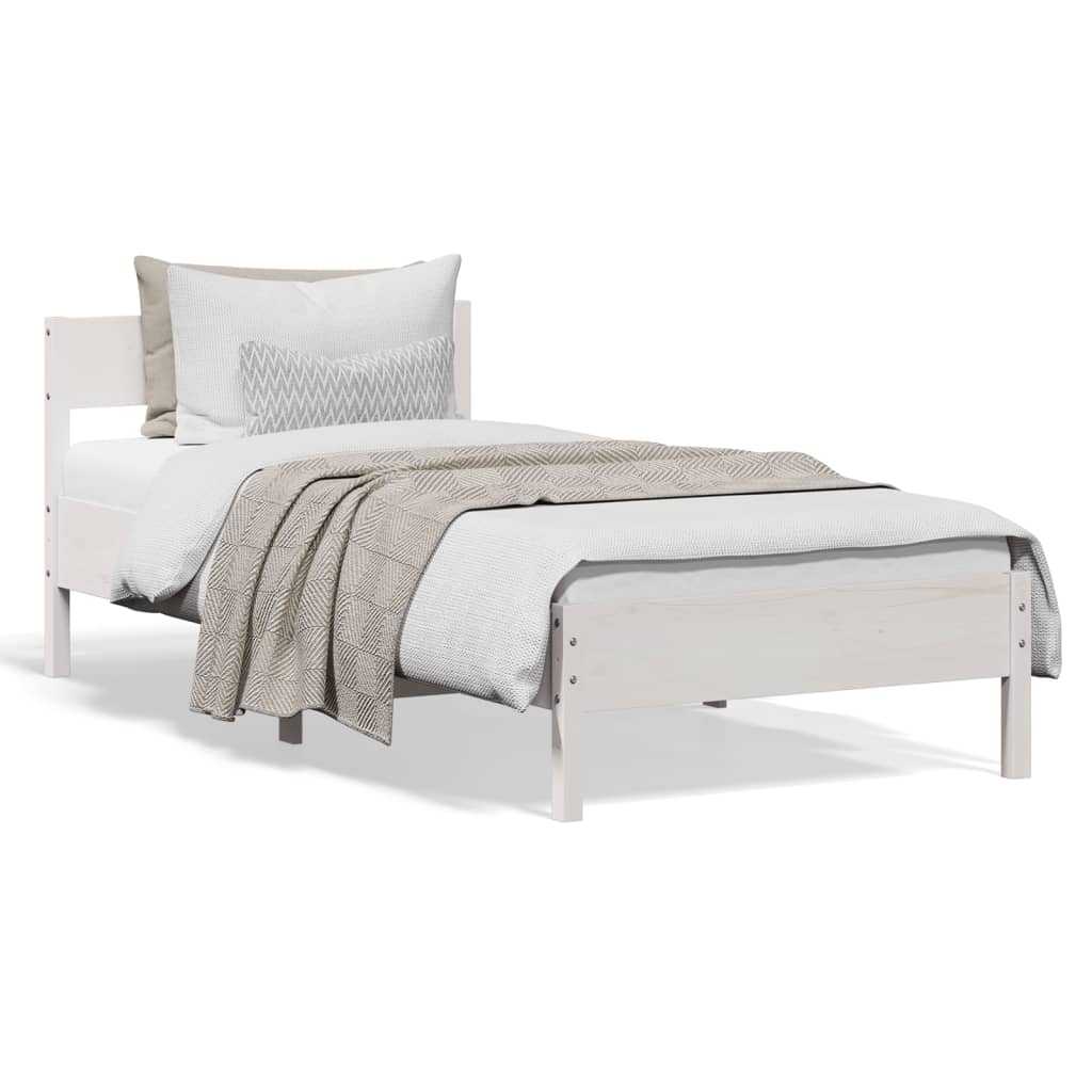 sengeramme uden madras 75x190 cm massivt fyrretræ hvid
