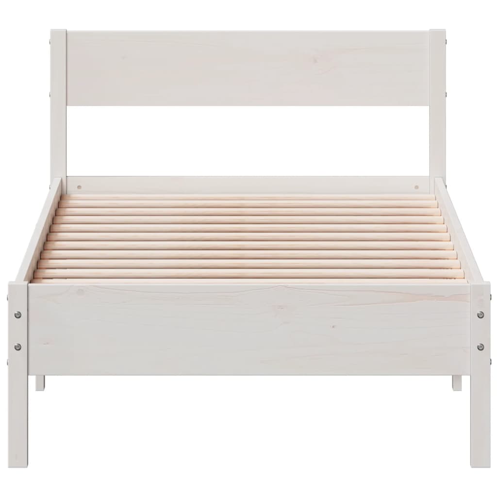 sengeramme uden madras 75x190 cm massivt fyrretræ hvid