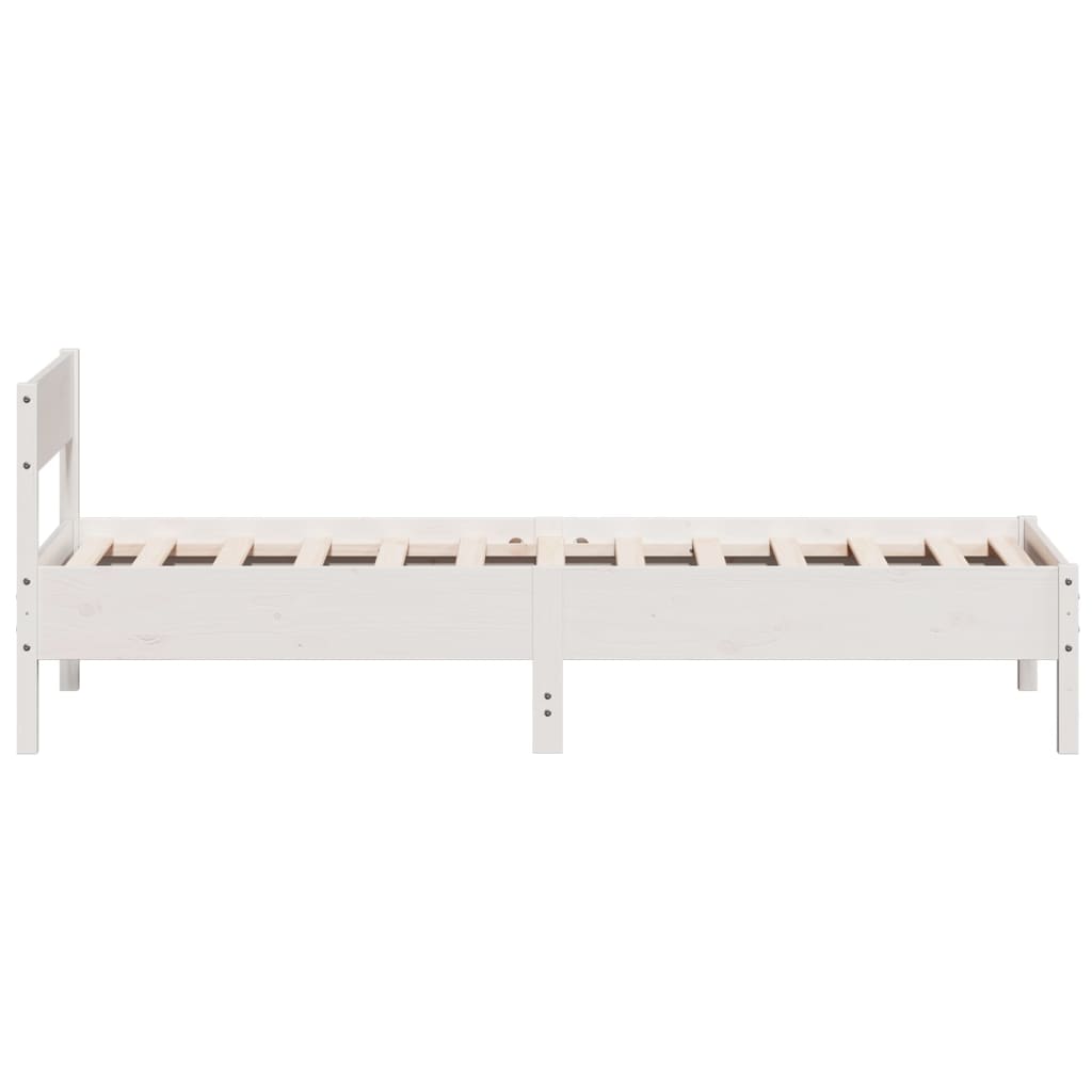 sengeramme uden madras 75x190 cm massivt fyrretræ hvid