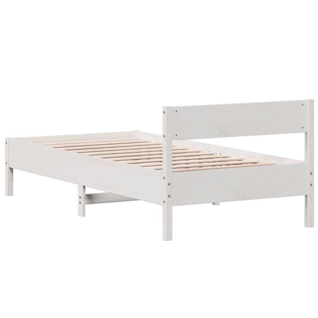 sengeramme uden madras 75x190 cm massivt fyrretræ hvid