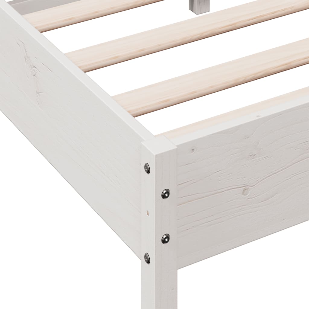 sengeramme uden madras 75x190 cm massivt fyrretræ hvid