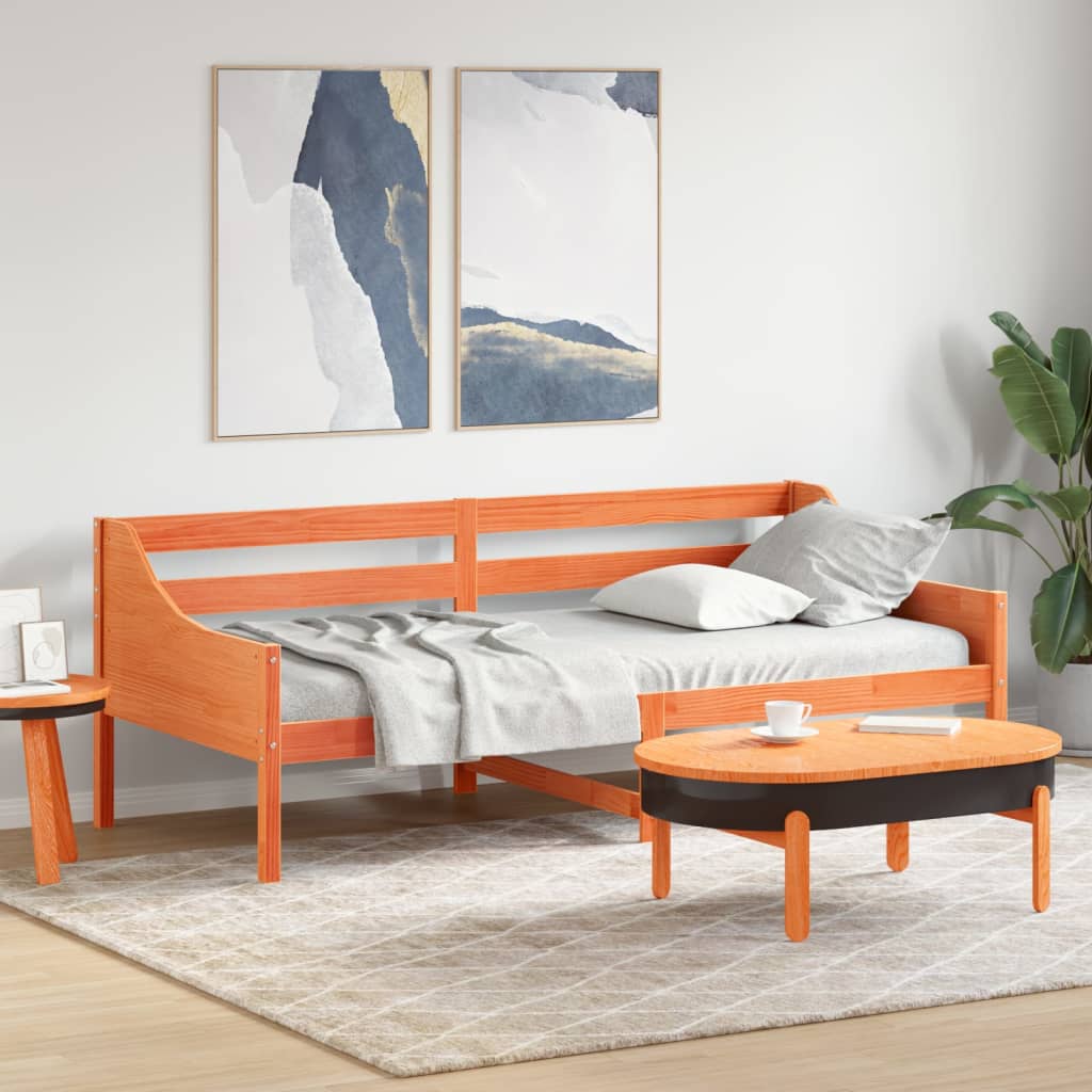 daybed uden madras 80x200 cm massivt fyrretræ gyldenbrun