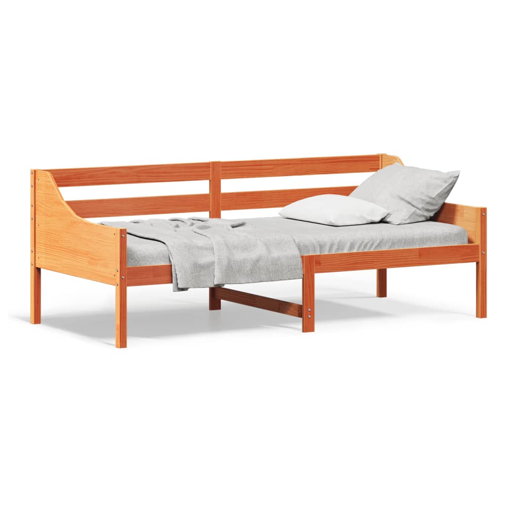 daybed uden madras 100x200 cm massivt fyrretræ gyldenbrun