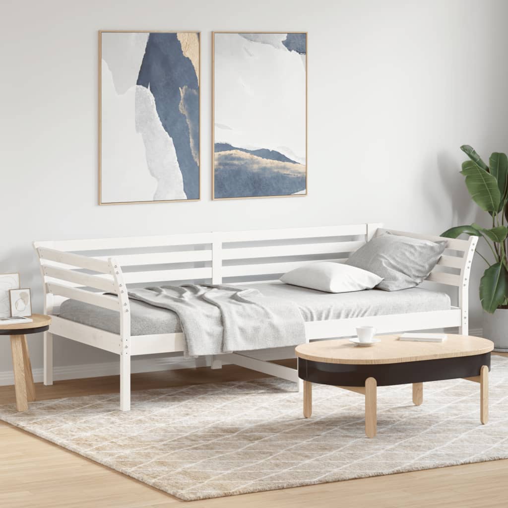 daybed uden madras 90x200 cm massivt fyrretræ hvid