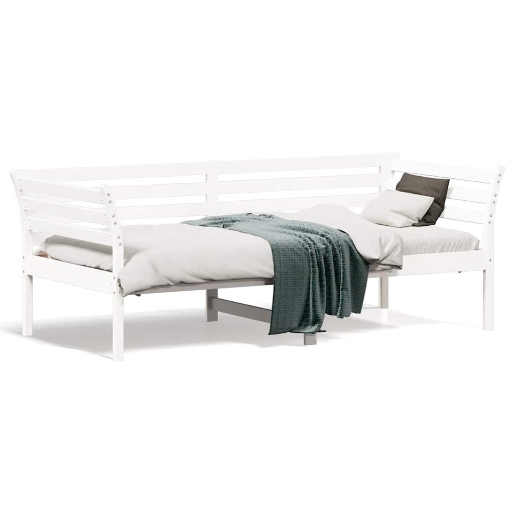 daybed med reol uden madras 75x190 cm massivt fyrretræ hvid