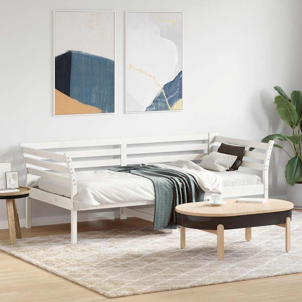 daybed med reol uden madras 75x190 cm massivt fyrretræ hvid