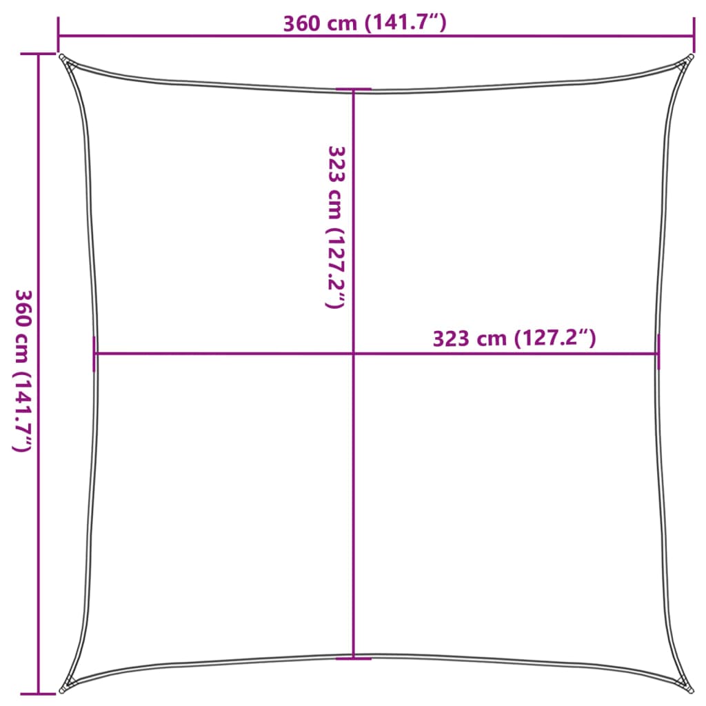 solsejl 3,6x3,6 m 100 % polyesterstof sandfarvet