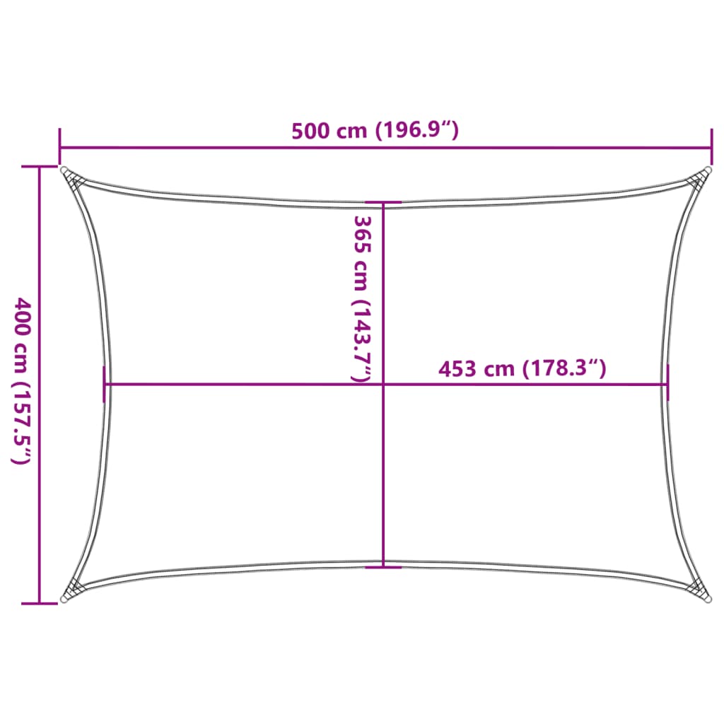 solsejl 5x4 m 100 % polyesterstof sandfarvet